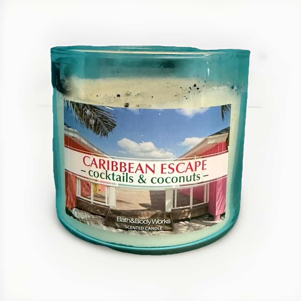 Bath &‎ Body Works Caribbean Escape Scented Candle Large 14.5 oz 3 Wick USED